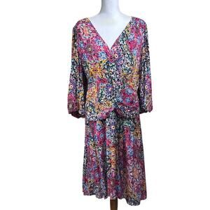 Calvin Klein pink print dress, 16, eclectic, polished, feminine, statement print